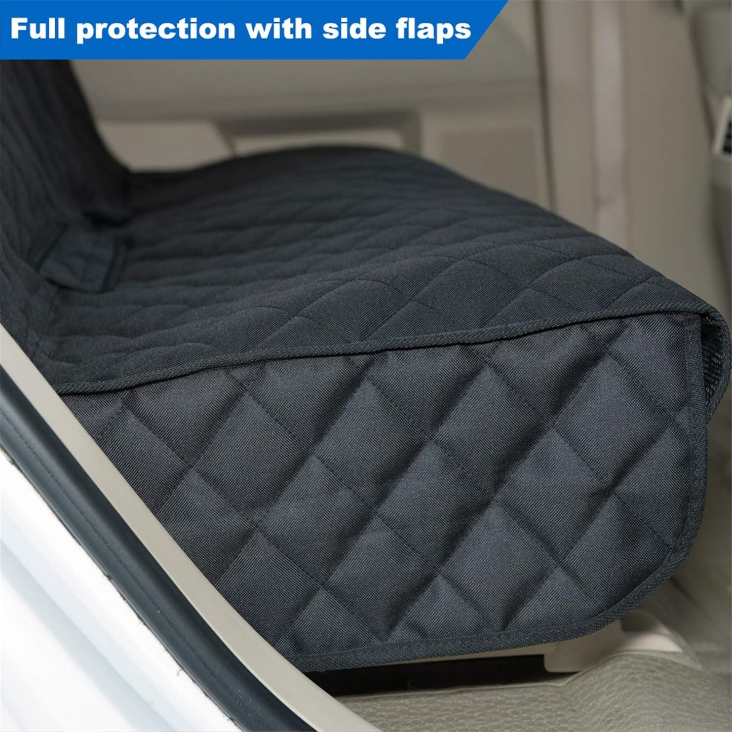 Heavy-Duty Waterproof Bench Car Seat Cover Protector - Nonslip Black Dog Back Seat Cover for Mud, Spills, and Scratches - Machine Washable with Universal Fit for Vehicles, Trucks, and SUVs