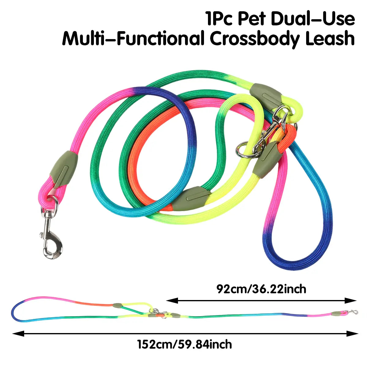 Hands-Free Dog Running Leash | Adjustable Crossbody Reflective Leash for Walking, Hiking & Training