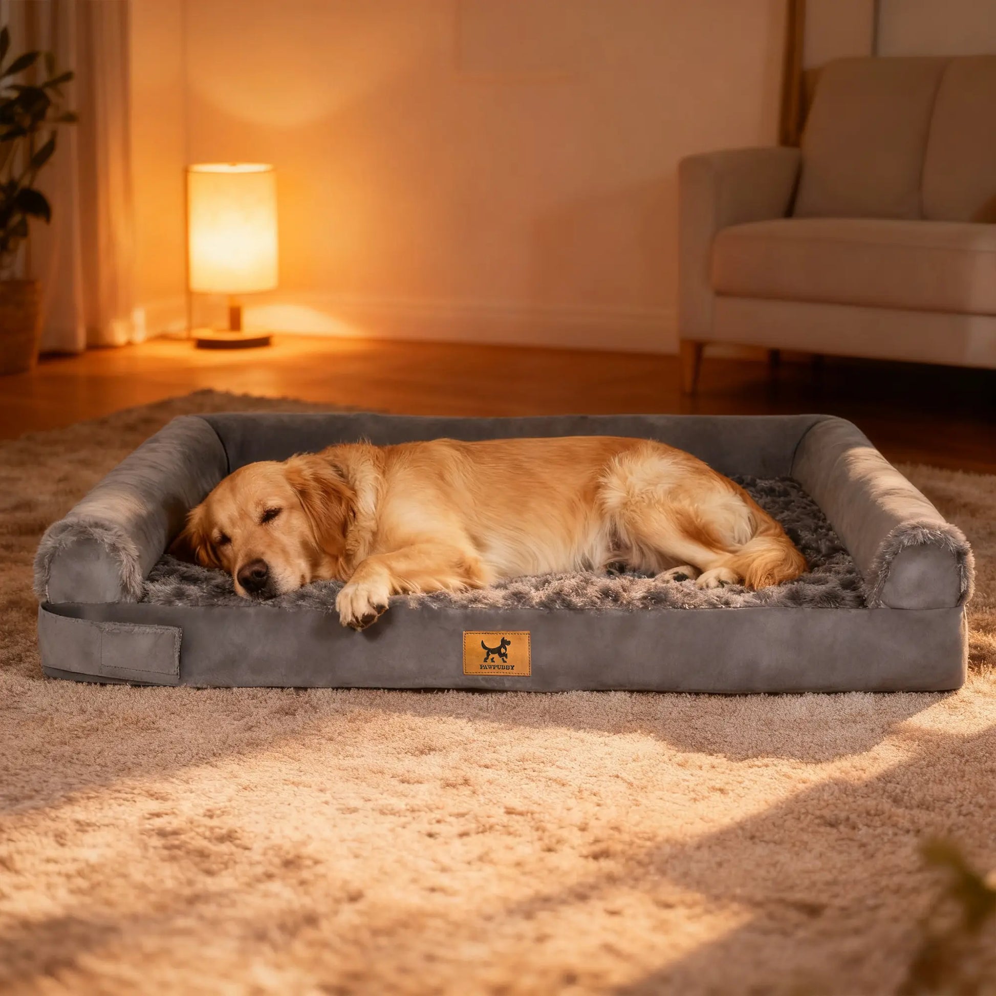 PAWPUBBY XXL Orthopedic Memory Foam Waterproof Dog Bed with Washable Bolster Cover for Large Dogs - Ideal Gift for Pet Lovers