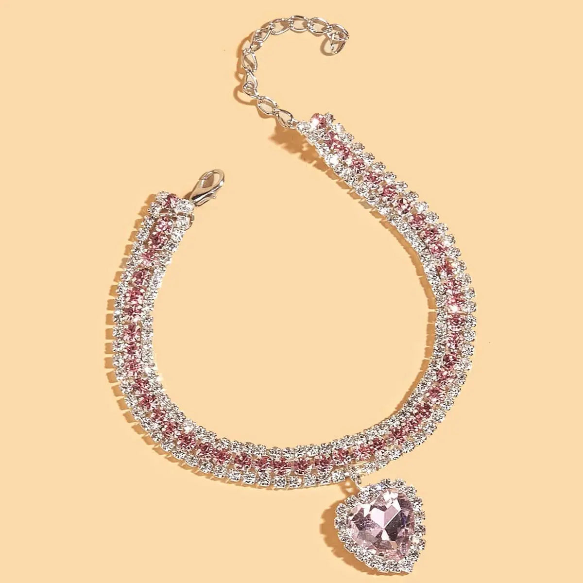 Heart-Shaped Artificial Diamond Pet Collar - Aesthetic Accessory for Cats and Dogs