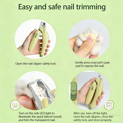Professional Pet Nail Trimmer | LED Light, UV Lamp & Built-In Nail File for Safe Grooming