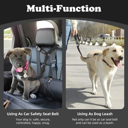 Adjustable Dog Car Harness Seatbelt - 2 Pack Headrest Restraint Tether for Enhanced Pet Safety During Vehicle Travel