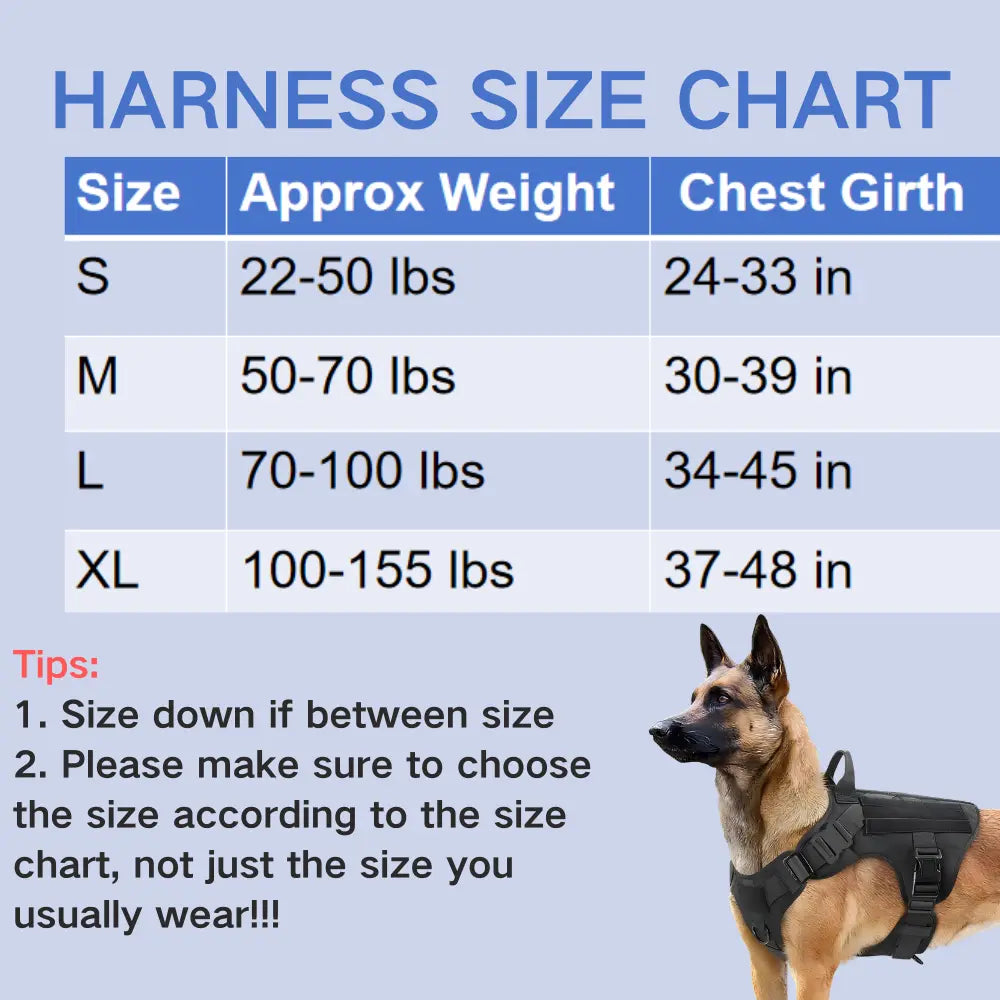 Tactical Dog Harness, Leash, and Collar Set for Medium and Large Breeds - Ideal for German Shepherds and Malinois Training and Walking