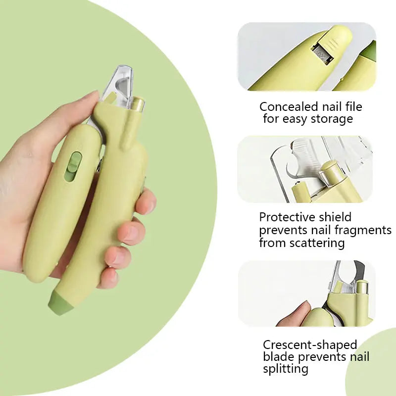 Professional Pet Nail Trimmer | LED Light, UV Lamp & Built-In Nail File for Safe Grooming
