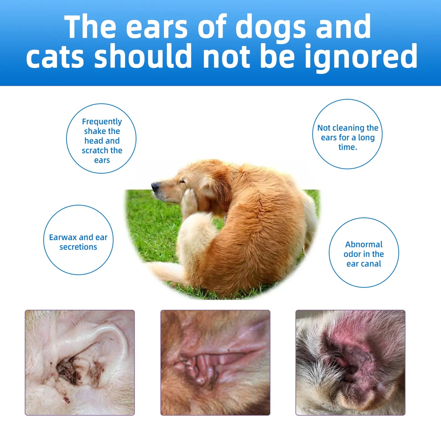 Gentle Pet Ear Cleanser | Odorless Solution for Dogs and Cats