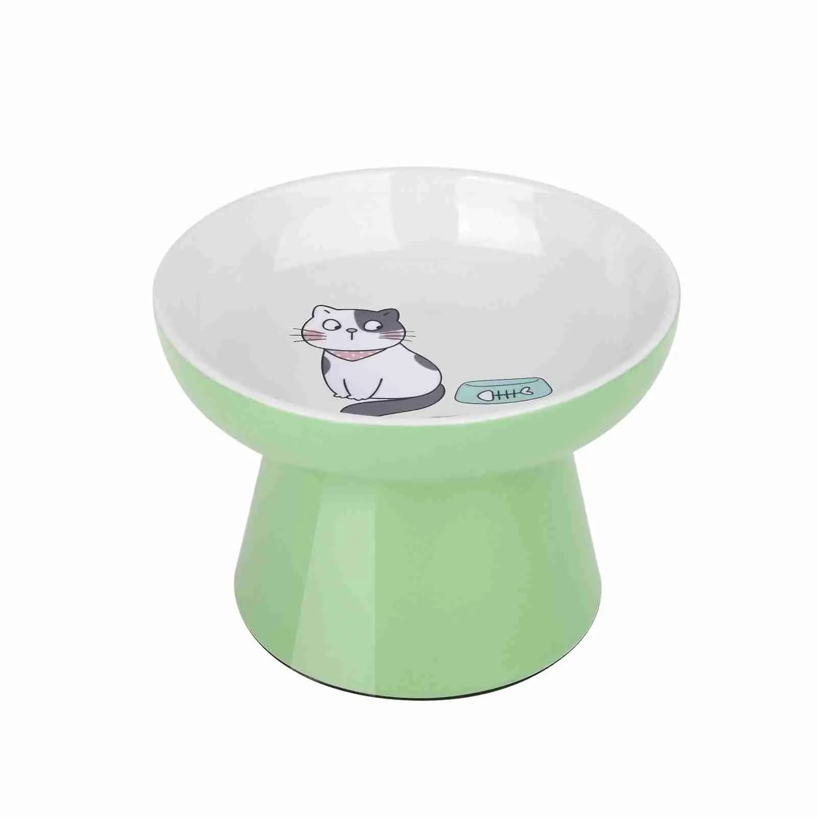 Elevated Ceramic Cat Bowls for Small Pets - Whisker-Friendly, Anti-Vomiting, Non-Slip, and Dishwasher/Microwave Safe
