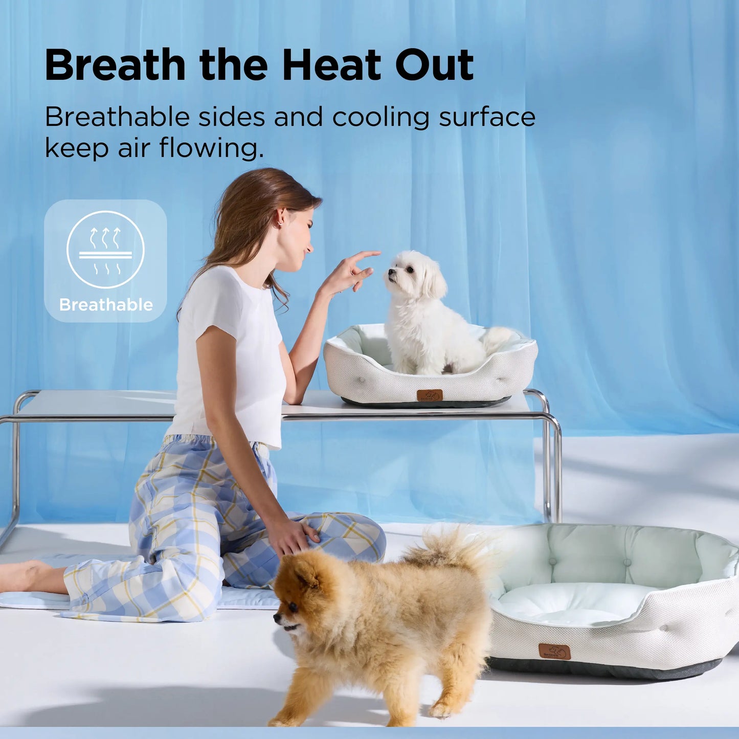 Bedsure Cooling Dog Beds for Small Breeds – Q-MAX>0.4 Round Cat Beds for Indoor Use, Washable Pet Bed for Puppies and Kittens with Slip-Resistant Base