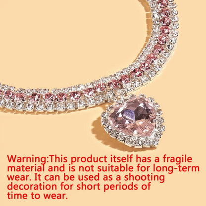 Heart-Shaped Artificial Diamond Pet Collar - Aesthetic Accessory for Cats and Dogs