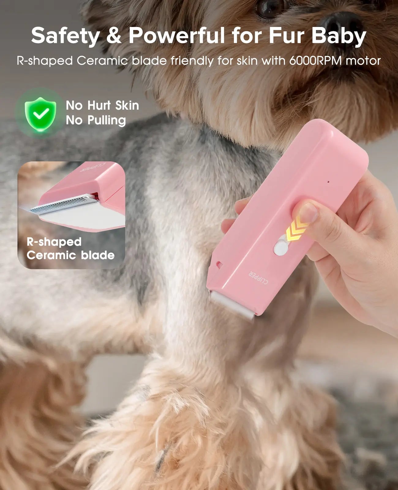 Professional Low Noise Rechargeable Cordless Pet Clippers for Dog and Cat Grooming with Ceramic Blade, Ideal for Matted and Long Hair