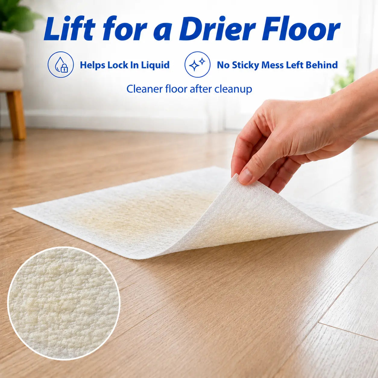 L&W BROS. Pet Absorbent Sheets for Emergency Dog Urine Cleanup on Hardwood Floors - Rapid Liquid Lock and Odor Control Solution