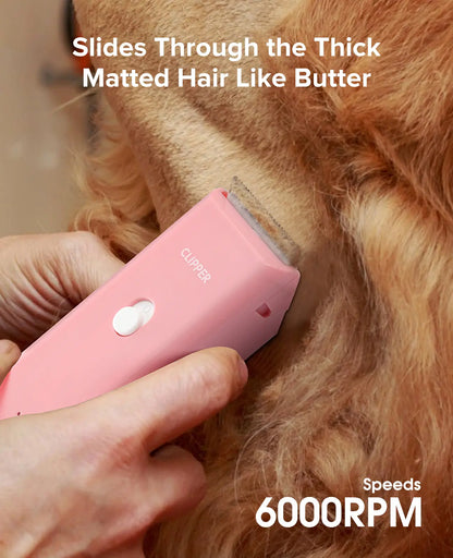 Professional Low Noise Rechargeable Cordless Pet Clippers for Dog and Cat Grooming with Ceramic Blade, Ideal for Matted and Long Hair