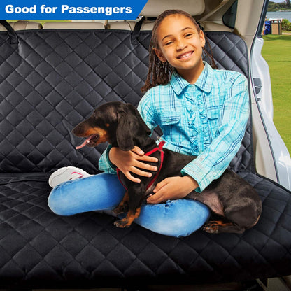 Heavy-Duty Waterproof Bench Car Seat Cover Protector - Nonslip Black Dog Back Seat Cover for Mud, Spills, and Scratches - Machine Washable with Universal Fit for Vehicles, Trucks, and SUVs