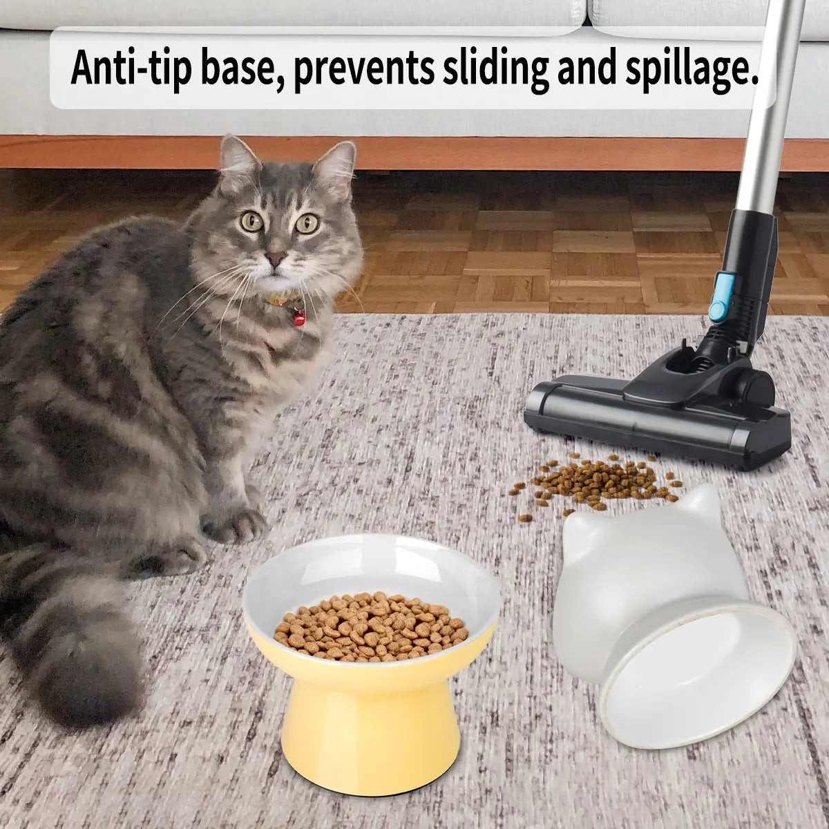Elevated Ceramic Cat Bowls for Small Pets - Whisker-Friendly, Anti-Vomiting, Non-Slip, and Dishwasher/Microwave Safe