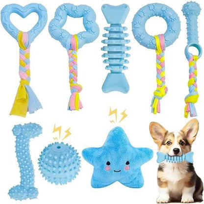Set of 8/6 Durable Puppy Chew Toys for Teething Small Dogs - Interactive and Soft Rubber Toys for Engaging Playtime, Perfect for Christmas, Father's Day, and Summer Celebrations