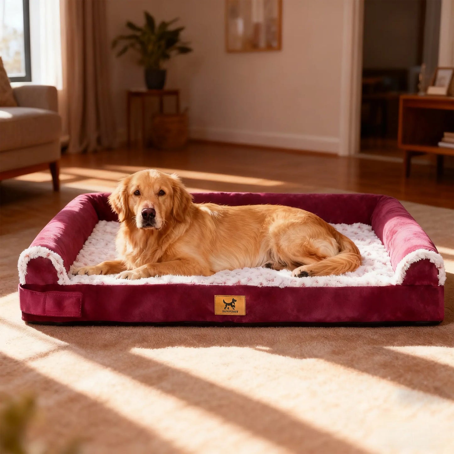 PAWPUBBY XXL Orthopedic Memory Foam Waterproof Dog Bed with Washable Bolster Cover for Large Dogs - Ideal Gift for Pet Lovers