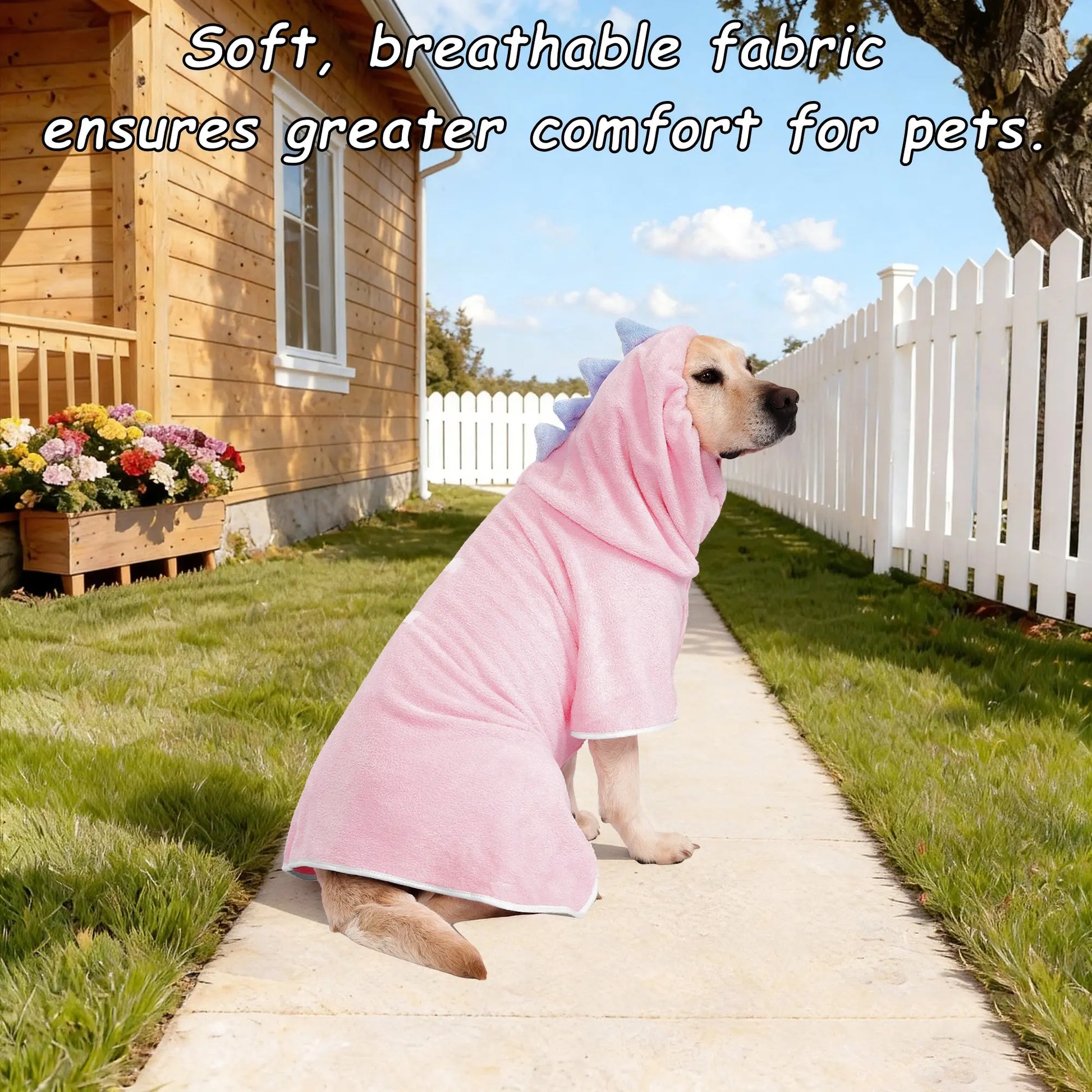Dinosaur-Themed Quick-Dry Super-Absorbent Dog Bathrobe with Adjustable Straps - Available in Multiple Sizes for Small, Medium, and Large Dogs