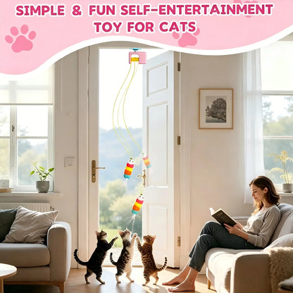 Interactive Retractable Bungee Cat Toy - Automatic USB Rechargeable Hanging Door Teaser for Indoor Play and Exercise