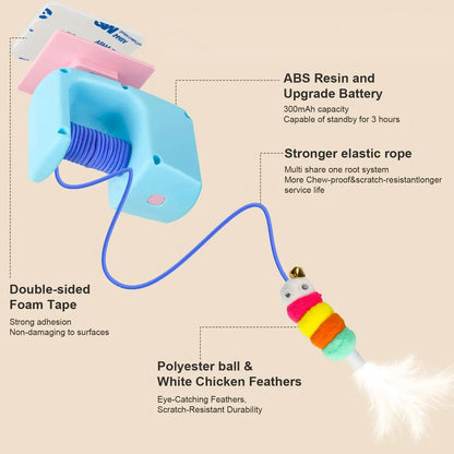 Interactive Retractable Bungee Cat Toy - Automatic USB Rechargeable Hanging Door Teaser for Indoor Play and Exercise