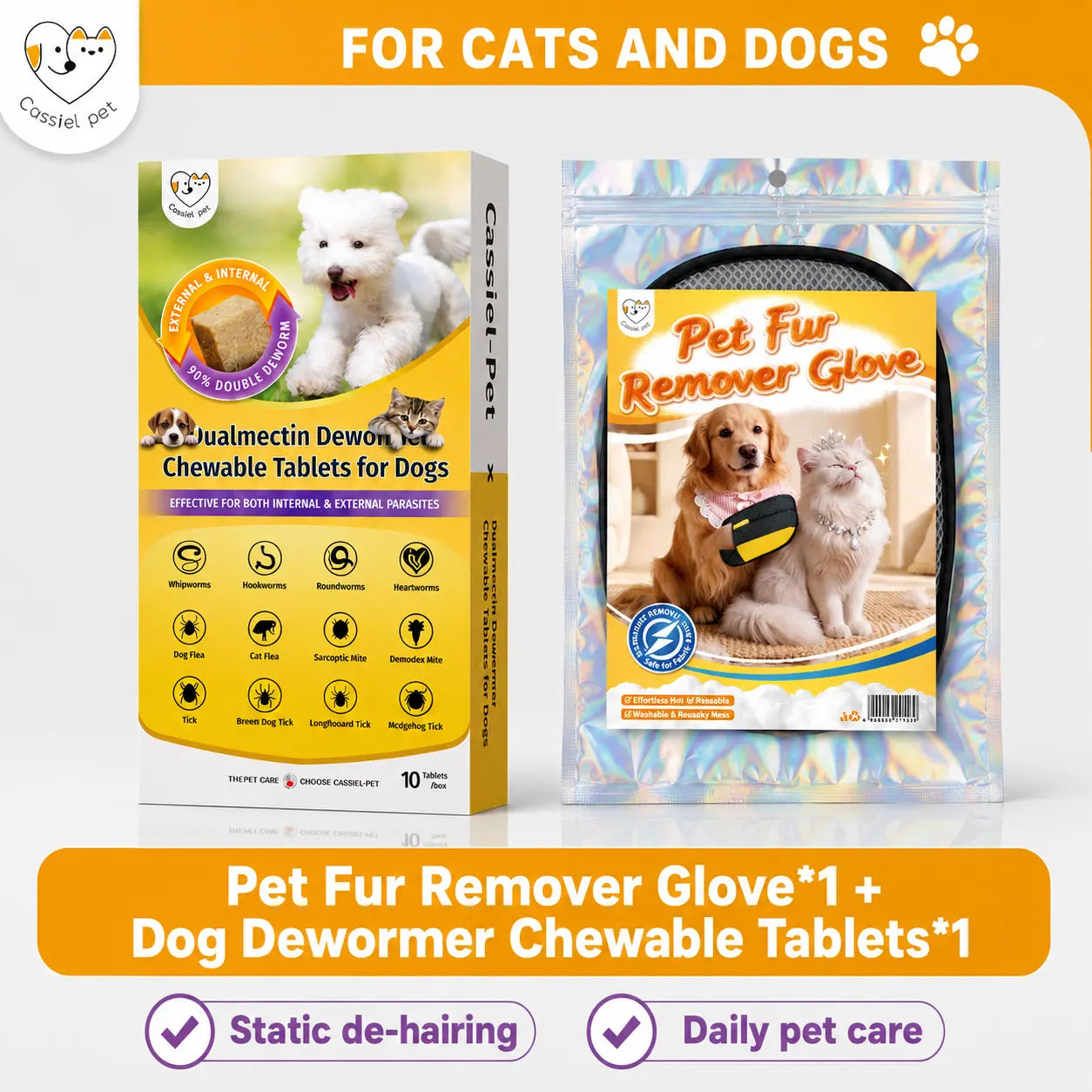 Premium Pet Hair Removal Glove | Reusable Grooming Mitt for Dogs & Cats