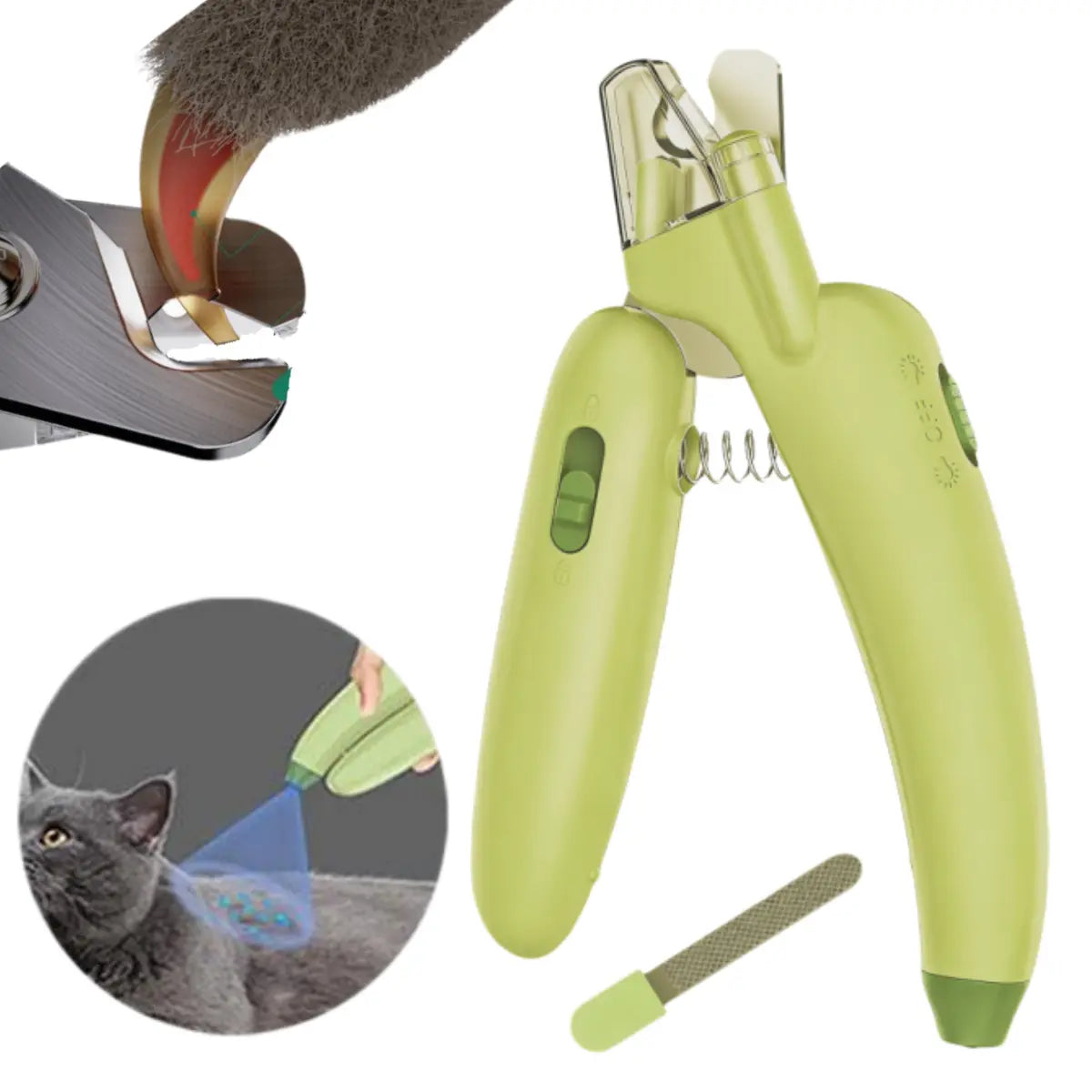 Professional Pet Nail Trimmer | LED Light, UV Lamp & Built-In Nail File for Safe Grooming