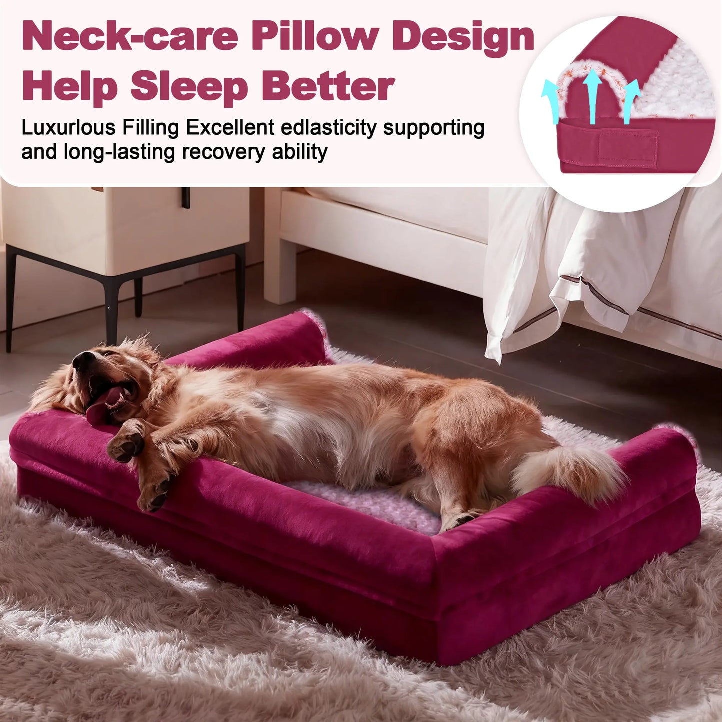 PAWPUBBY XXL Orthopedic Memory Foam Waterproof Dog Bed with Washable Bolster Cover for Large Dogs - Ideal Gift for Pet Lovers