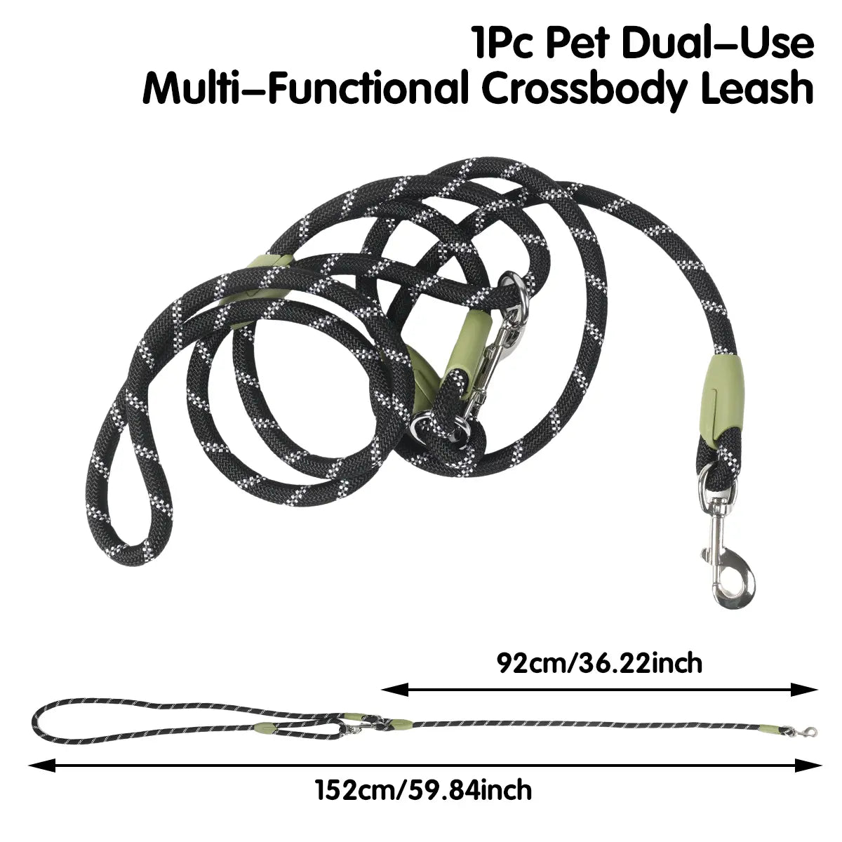 Hands-Free Dog Running Leash | Adjustable Crossbody Reflective Leash for Walking, Hiking & Training