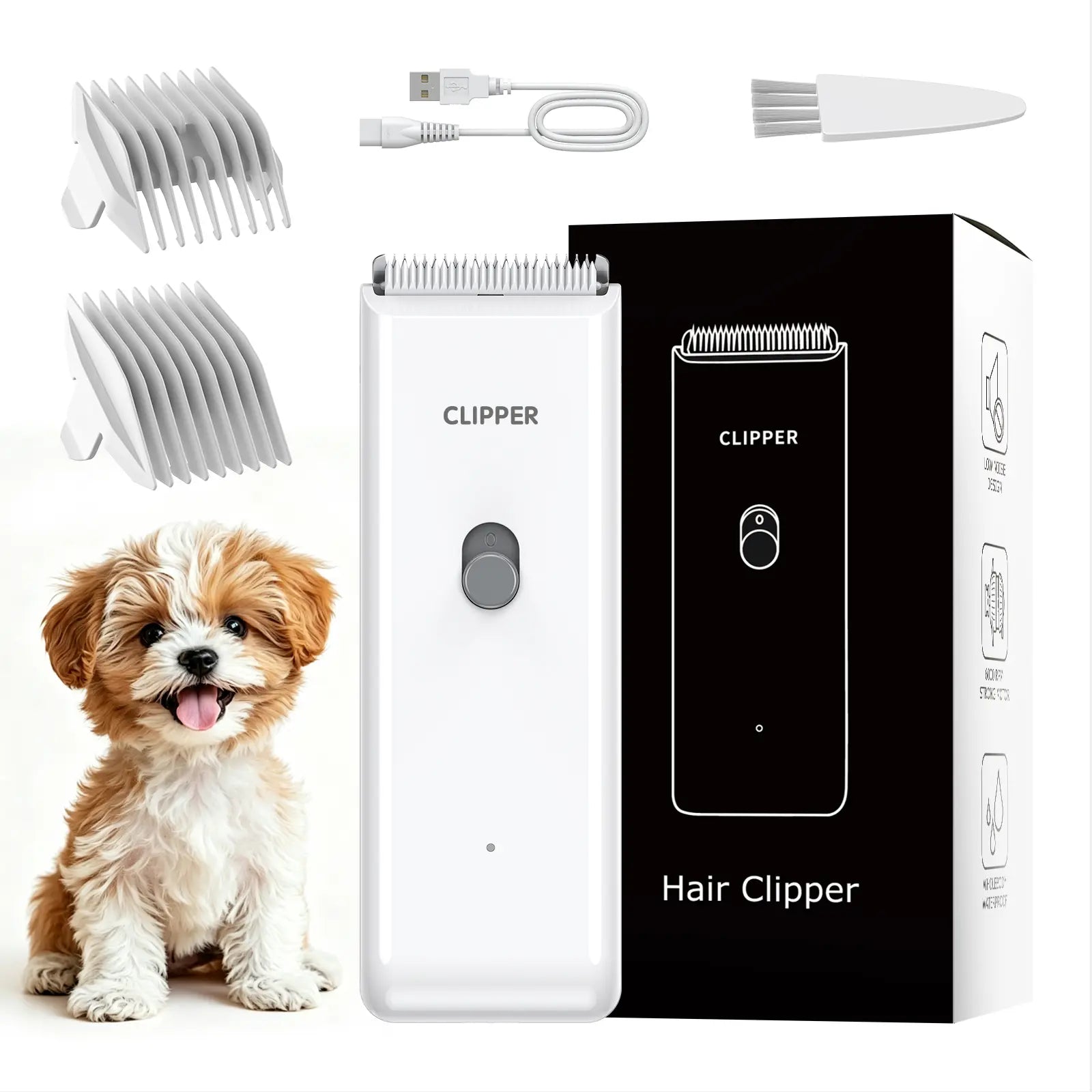 Professional Low Noise Rechargeable Cordless Pet Clippers for Dog and Cat Grooming with Ceramic Blade, Ideal for Matted and Long Hair
