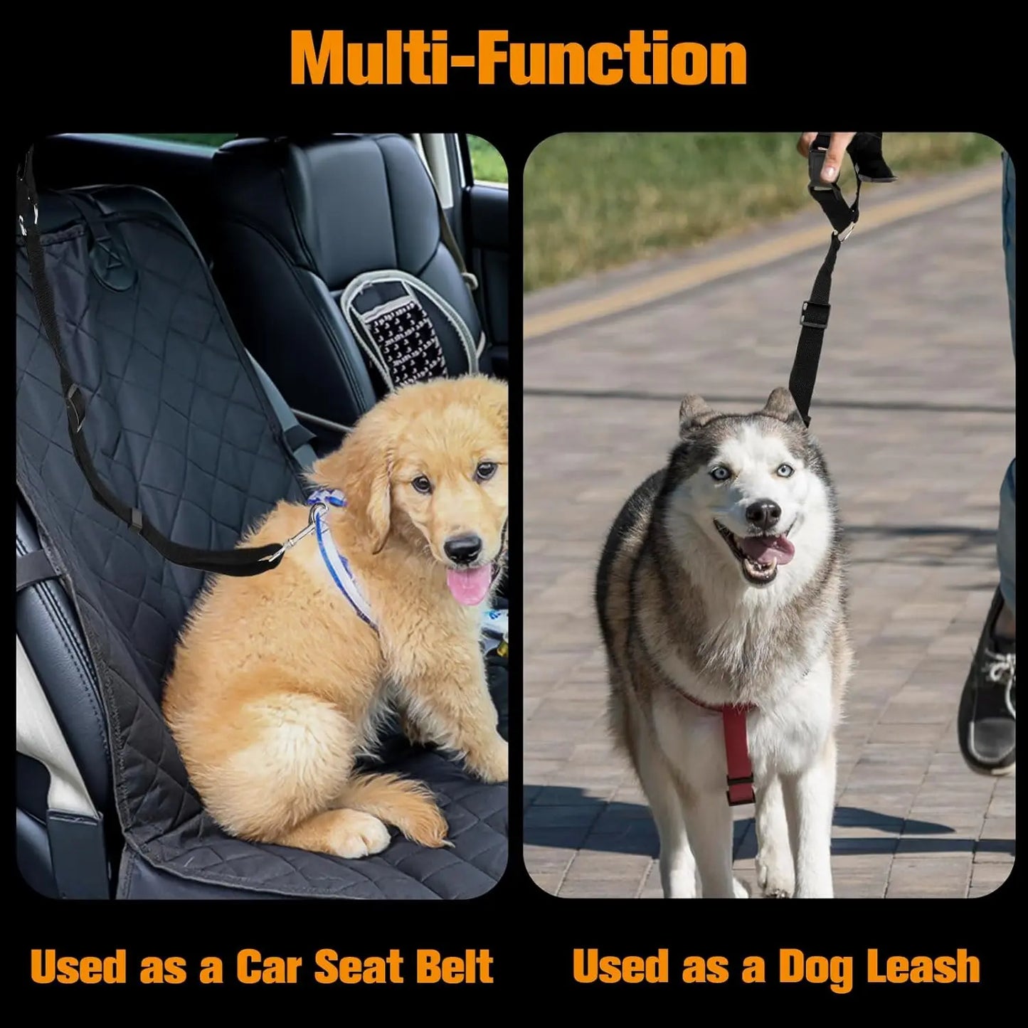 Adjustable Dog Car Harness Seatbelt - 2 Pack Headrest Restraint Tether for Enhanced Pet Safety During Vehicle Travel