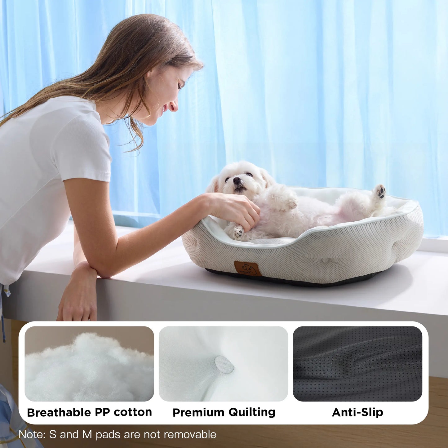 Bedsure Cooling Dog Beds for Small Breeds – Q-MAX>0.4 Round Cat Beds for Indoor Use, Washable Pet Bed for Puppies and Kittens with Slip-Resistant Base