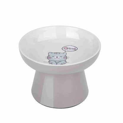 Elevated Ceramic Cat Bowls for Small Pets - Whisker-Friendly, Anti-Vomiting, Non-Slip, and Dishwasher/Microwave Safe