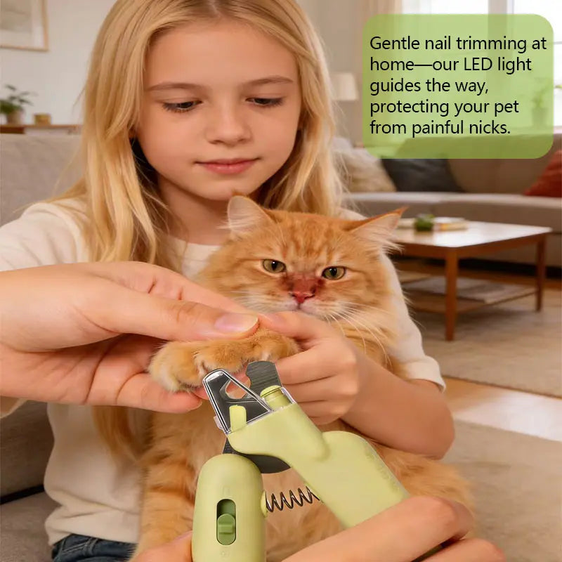 Professional Pet Nail Trimmer | LED Light, UV Lamp & Built-In Nail File for Safe Grooming