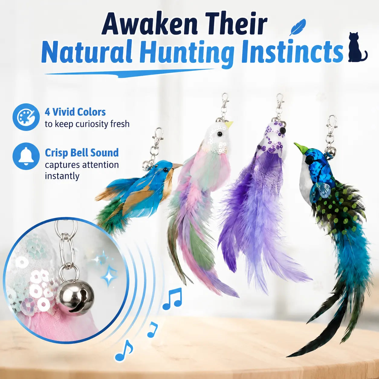 2-in-1 Interactive Cat Toy | Suction Cup Feather Wand with Dual Play Modes for Indoor Cats