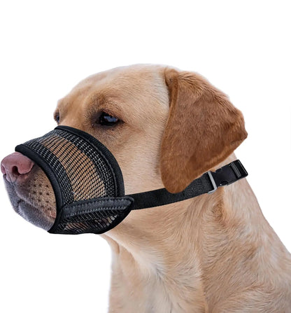 Adjustable Air Mesh Dog Muzzle for Various Sizes - Prevents Biting, Scavenging, Licking, and Chewing