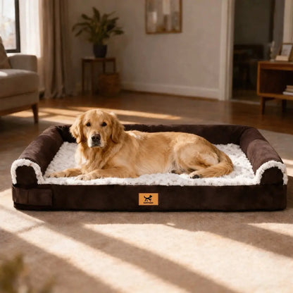 PAWPUBBY XXL Orthopedic Memory Foam Waterproof Dog Bed with Washable Bolster Cover for Large Dogs - Ideal Gift for Pet Lovers