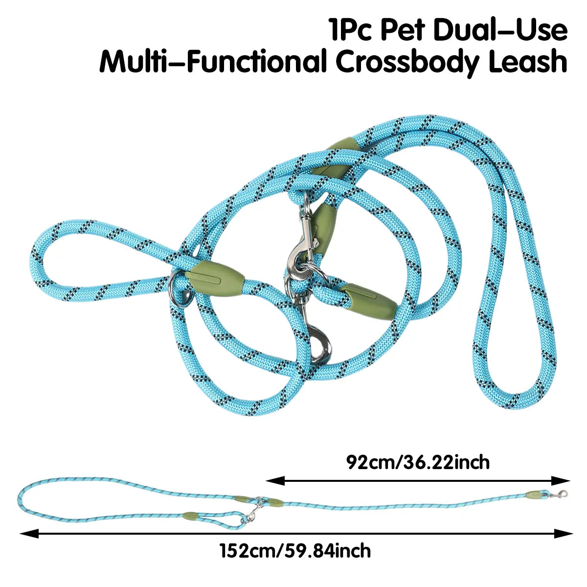 Hands-Free Dog Running Leash | Adjustable Crossbody Reflective Leash for Walking, Hiking & Training