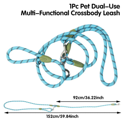 Hands-Free Dog Running Leash | Adjustable Crossbody Reflective Leash for Walking, Hiking & Training