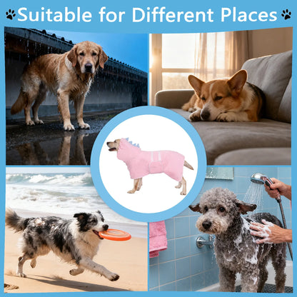 Dinosaur-Themed Quick-Dry Super-Absorbent Dog Bathrobe with Adjustable Straps - Available in Multiple Sizes for Small, Medium, and Large Dogs