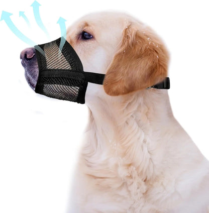 Adjustable Air Mesh Dog Muzzle for Various Sizes - Prevents Biting, Scavenging, Licking, and Chewing