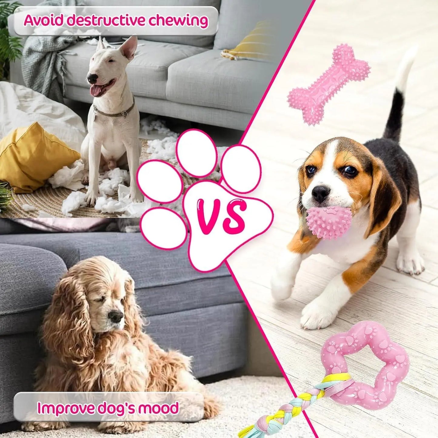 Set of 8/6 Durable Puppy Chew Toys for Teething Small Dogs - Interactive and Soft Rubber Toys for Engaging Playtime, Perfect for Christmas, Father's Day, and Summer Celebrations