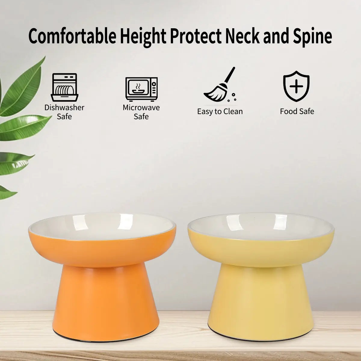 Elevated Ceramic Cat Bowls for Small Pets - Whisker-Friendly, Anti-Vomiting, Non-Slip, and Dishwasher/Microwave Safe