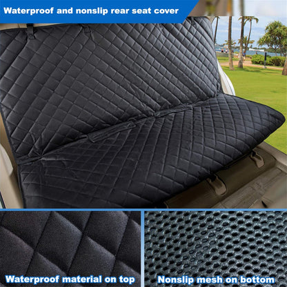 Heavy-Duty Waterproof Bench Car Seat Cover Protector - Nonslip Black Dog Back Seat Cover for Mud, Spills, and Scratches - Machine Washable with Universal Fit for Vehicles, Trucks, and SUVs