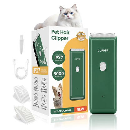 Professional Low Noise Rechargeable Cordless Pet Clippers for Dog and Cat Grooming with Ceramic Blade, Ideal for Matted and Long Hair