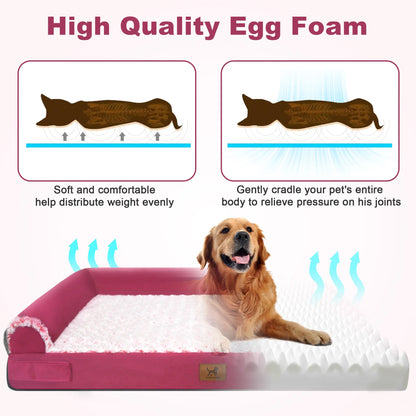 PAWPUBBY XXL Orthopedic Memory Foam Waterproof Dog Bed with Washable Bolster Cover for Large Dogs - Ideal Gift for Pet Lovers