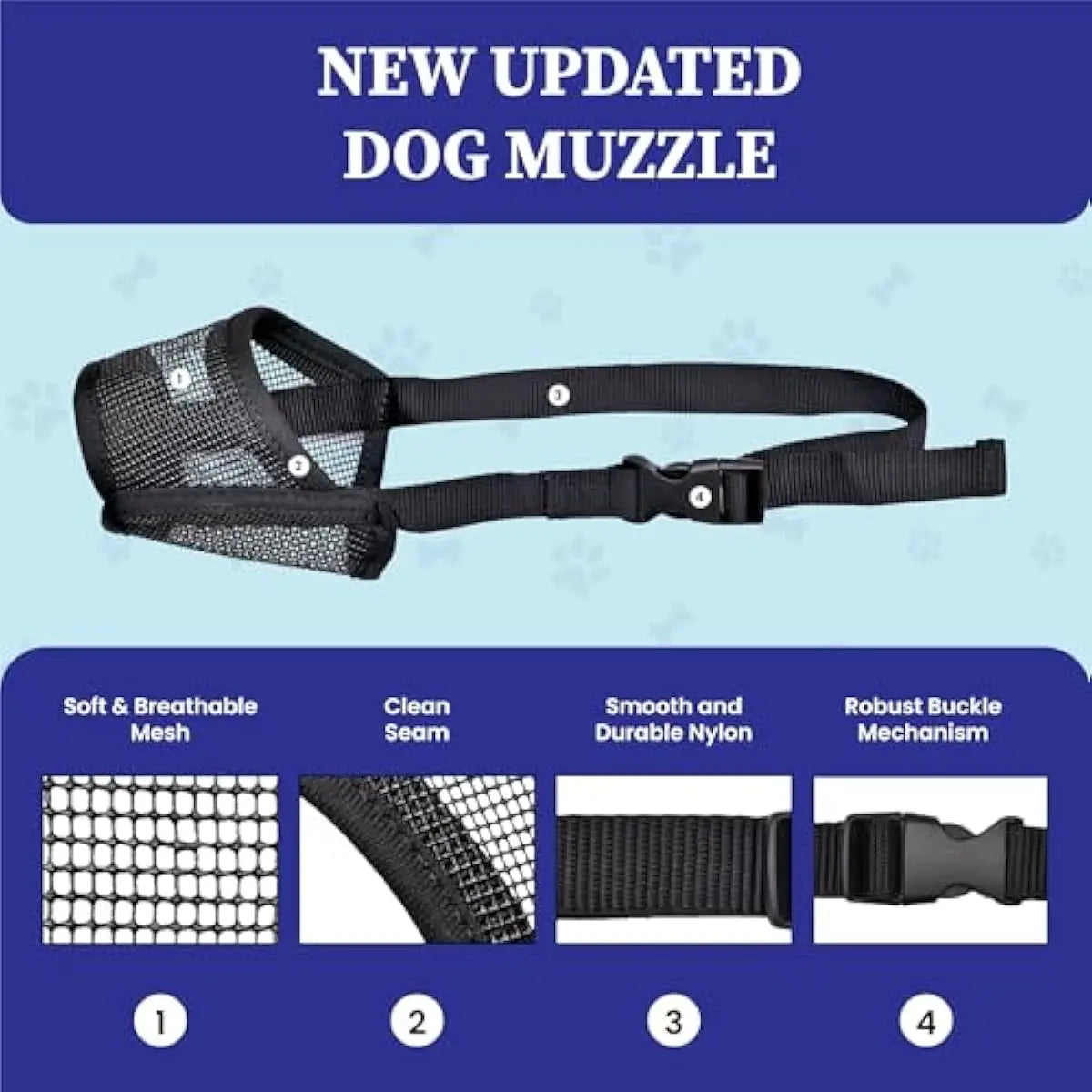 Adjustable Air Mesh Dog Muzzle for Various Sizes - Prevents Biting, Scavenging, Licking, and Chewing