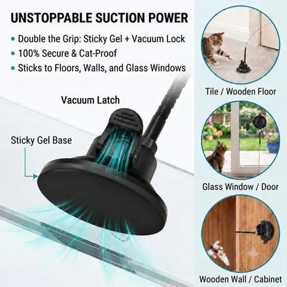 2-in-1 Interactive Cat Toy | Suction Cup Feather Wand with Dual Play Modes for Indoor Cats