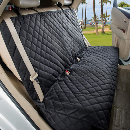 Heavy-Duty Waterproof Bench Car Seat Cover Protector - Nonslip Black Dog Back Seat Cover for Mud, Spills, and Scratches - Machine Washable with Universal Fit for Vehicles, Trucks, and SUVs