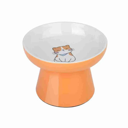 Elevated Ceramic Cat Bowls for Small Pets - Whisker-Friendly, Anti-Vomiting, Non-Slip, and Dishwasher/Microwave Safe