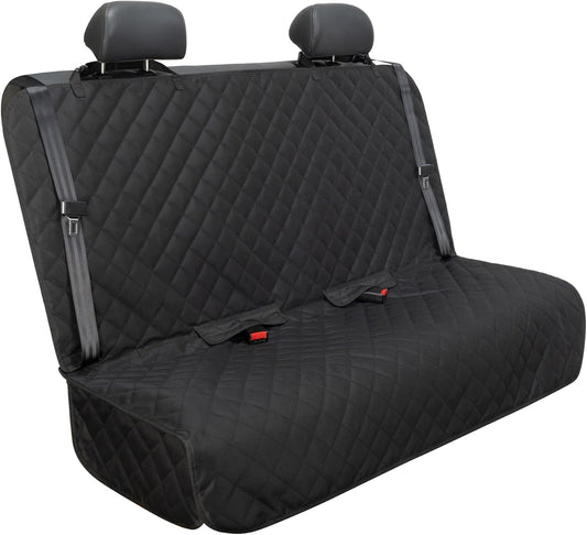 Heavy-Duty Waterproof Bench Car Seat Cover Protector - Nonslip Black Dog Back Seat Cover for Mud, Spills, and Scratches - Machine Washable with Universal Fit for Vehicles, Trucks, and SUVs