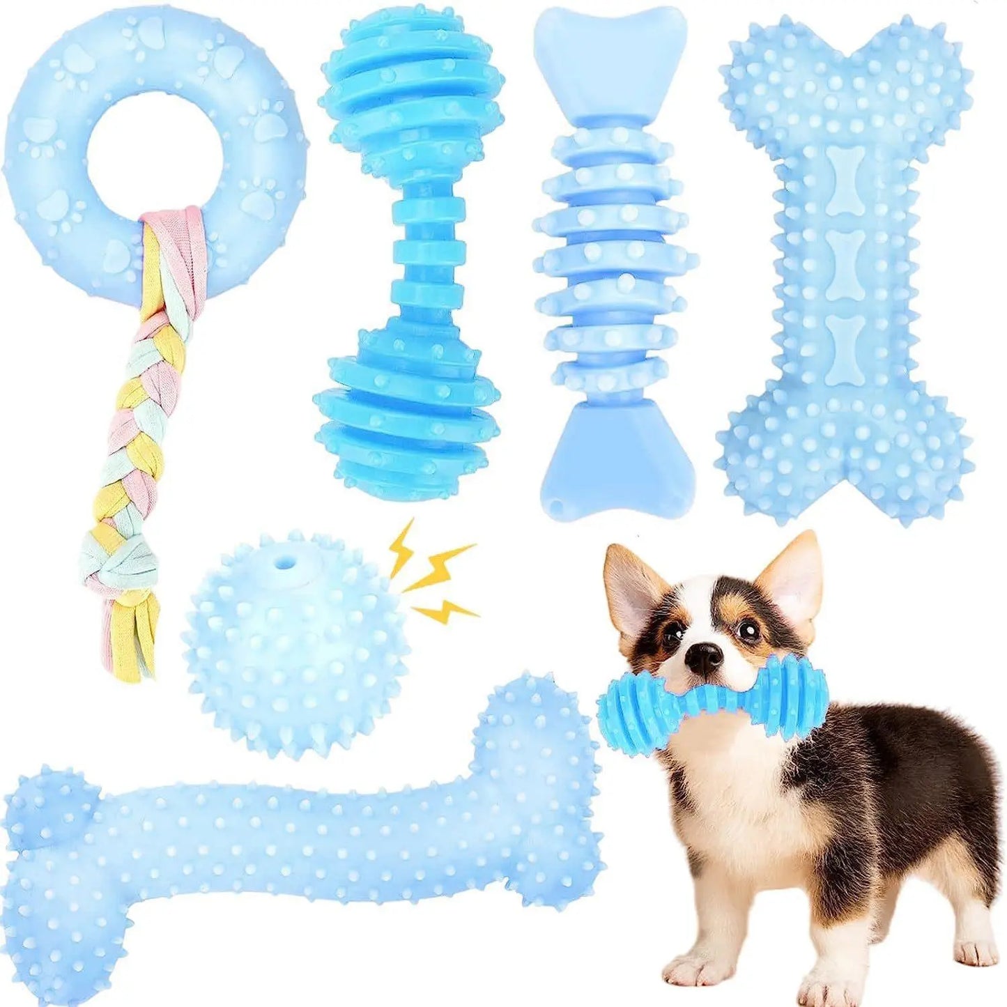 Set of 8/6 Durable Puppy Chew Toys for Teething Small Dogs - Interactive and Soft Rubber Toys for Engaging Playtime, Perfect for Christmas, Father's Day, and Summer Celebrations