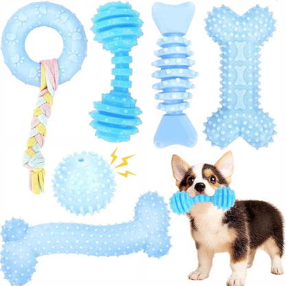 Set of 8/6 Durable Puppy Chew Toys for Teething Small Dogs - Interactive and Soft Rubber Toys for Engaging Playtime, Perfect for Christmas, Father's Day, and Summer Celebrations